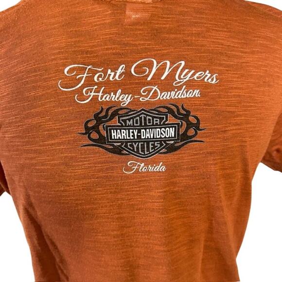 Harley-Davidson Fort Myers Florida 2013 Women's T-Shirt Burnt Orange Size Large - Picture 4 of 7